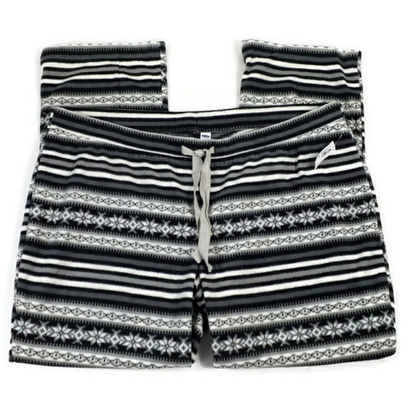 Old Navy Black White Fair Isle Print Fleece Pull-On Sleep Lounge Pants Women XXL - Picture 3 of 11